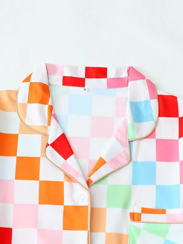 two piece set women's all over goose print lapel neck pajama, casual comfy short sleeve shirt & elastic waist shorts pajama set, ladies sleepwear for all seasons