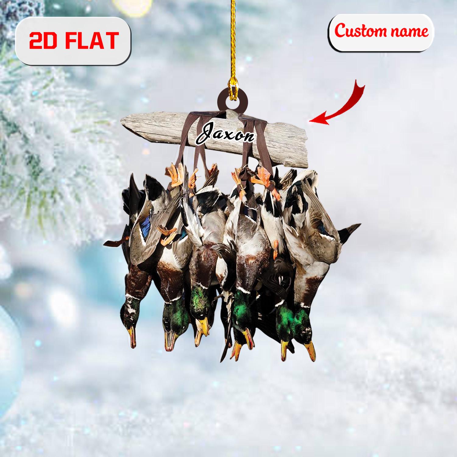 2d acrylic christmas ornament, duck hunting holiday decor with game birds, hunter ornament for men and outdoor lovers, unique xmas tree gift